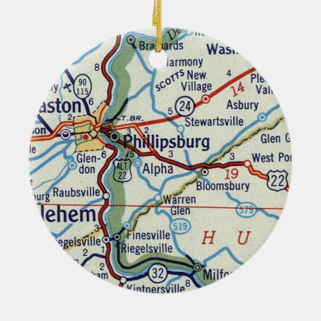 Phillipsburg NJ Map Keramik Ornament (Hinten)