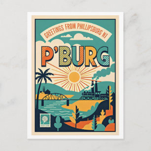 Phillipsburg NJ Retro-Kunstprint – P'Burg Postkarte