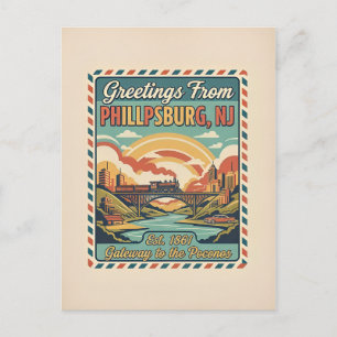 Phillipsburg NJ Tor zu den Poconos Retro 1950er Ja Postkarte