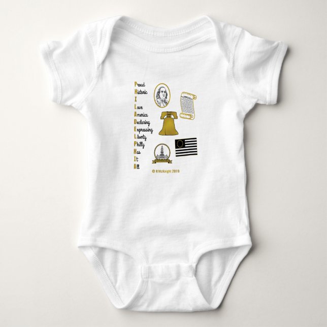 Philly Acronym Tourist Baby Bodysuit Baby Strampler (Vorderseite)