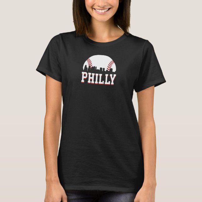 Philly Baseball Sports Skyline Illustration Citysc T-Shirt (Vorderseite)