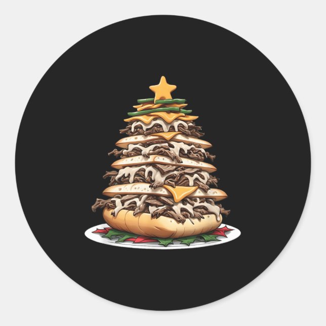 Philly Cheesesteak Christmas Tree  Runder Aufkleber (Vorderseite)