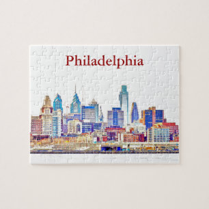 Philly Farbskizze-Skyline-Puzzlespiel Puzzle