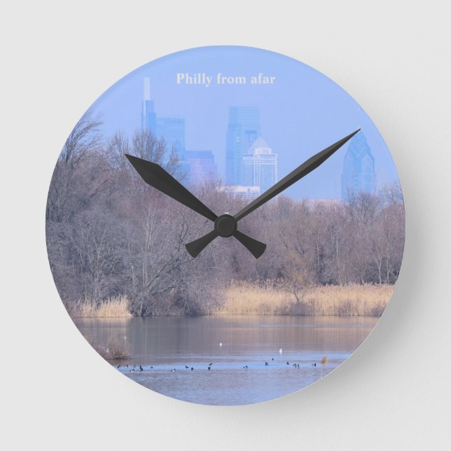 Philly From Afar Acrylic Wall Clock Runde Wanduhr (Vorderseite)