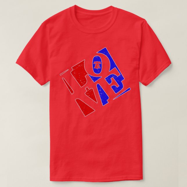 Philly Liebe Red White und Blue Liberty Bell Phila T-Shirt (Design vorne)