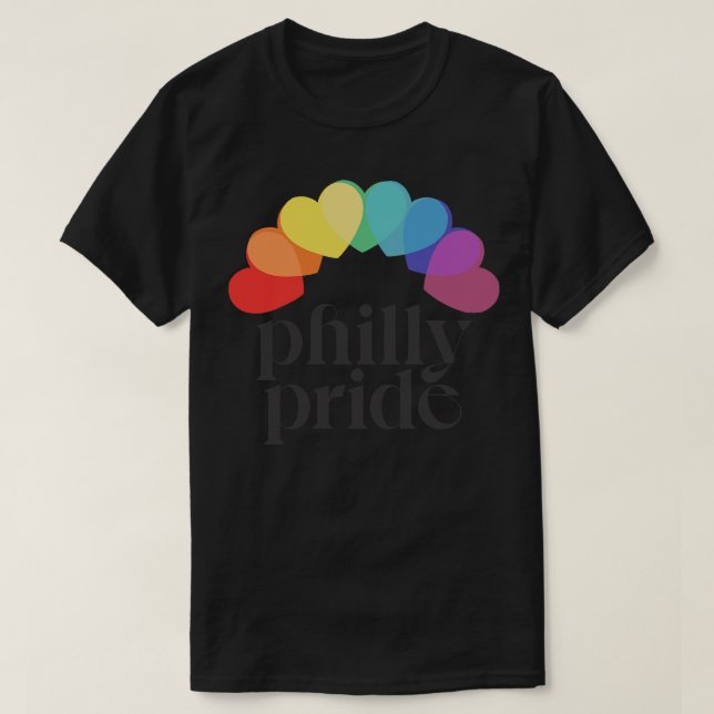 Philly Pride Philadelphia Rainbow Typografie Desig T-Shirt (Design vorne)