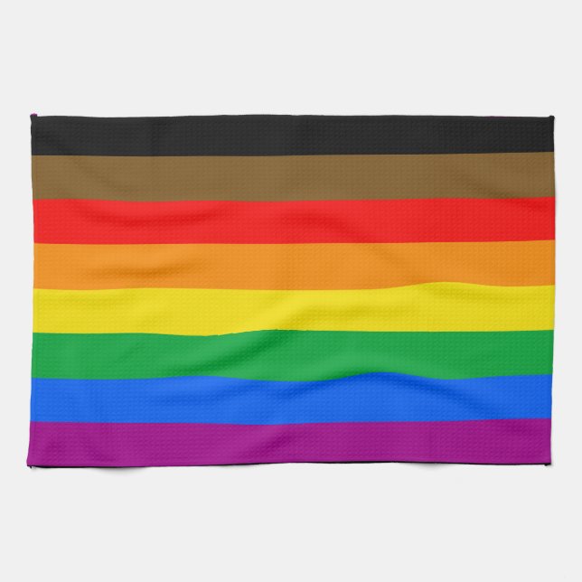 Philly Rainbow Pride Flag Geschirrtuch (Horizontal)