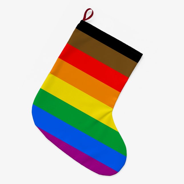 Philly Rainbow Pride Flag Großer Weihnachtsstrumpf (Vorderansicht (hängend))