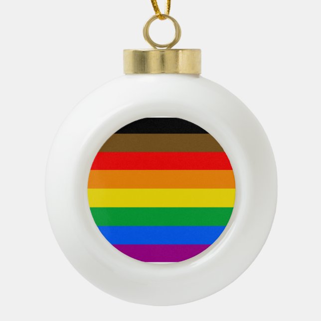 Philly Rainbow Pride Flag Keramik Kugel-Ornament (Vorderseite)