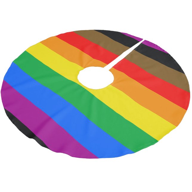 Philly Rainbow Pride Flag Polyester Weihnachtsbaumdecke (Schrägansicht)