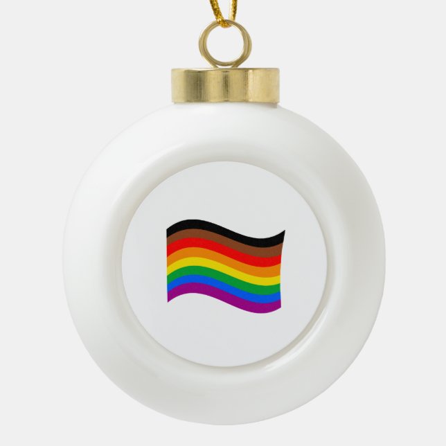 Philly Rainbow Pride Wave Flag Keramik Kugel-Ornament (Vorderseite)