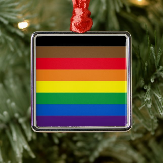 Philly Regenbogen Pride Gay Flag Diversity inklusi Ornament Aus Metall (Baum)