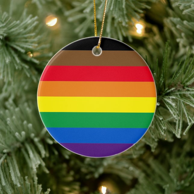 Philly Regenbogen Prix Gay Inclusive Fahne Weihnac Keramik Ornament (Baum)