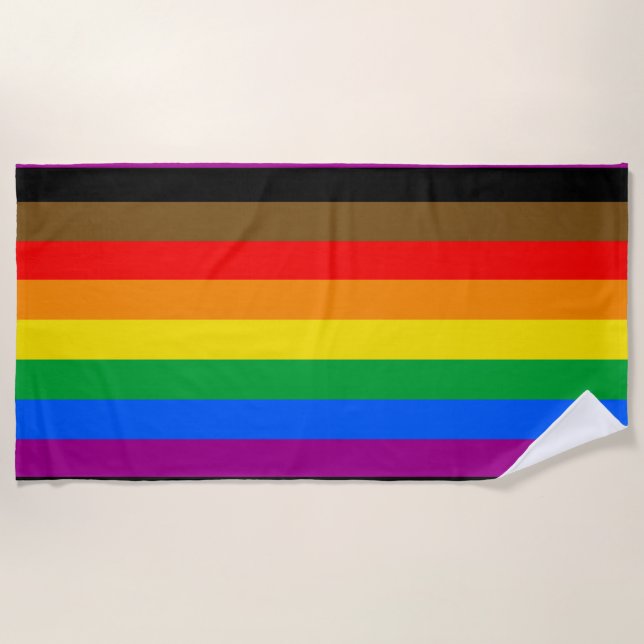 Philly Regenbogen-Stolzflagge Strandtuch (Vorderseite)