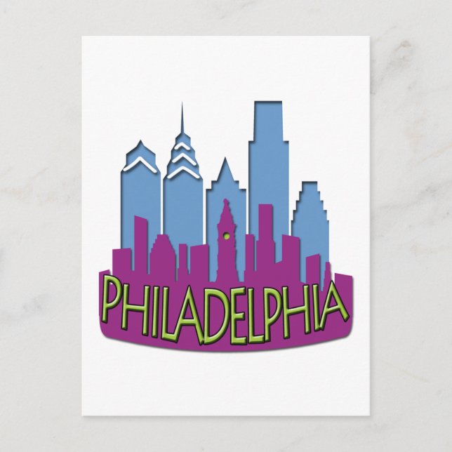 Philly Skyline Newwave cool Postkarte (Vorderseite)