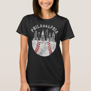 Philly Skyline Vintag Philadelphia Baseball Fan T-Shirt