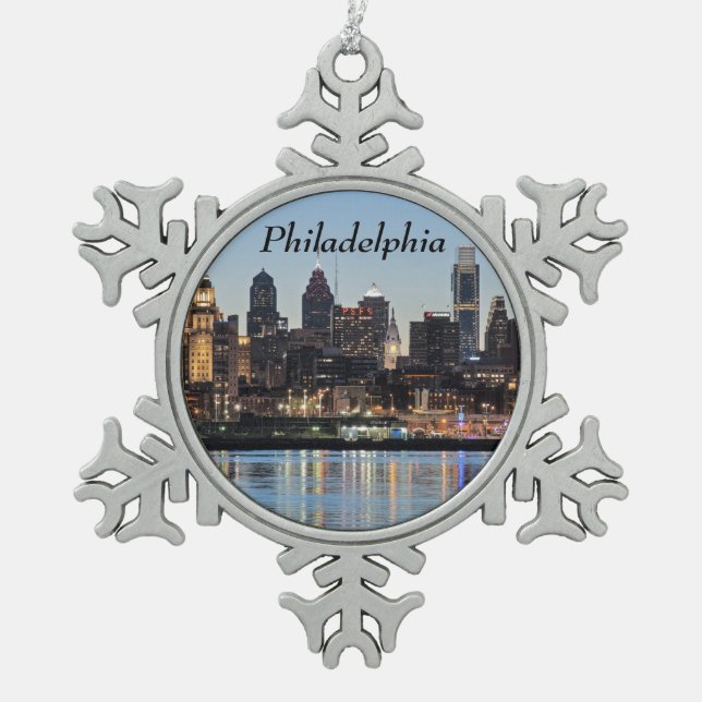 Philly Sonnenuntergang Schneeflocken Zinn-Ornament (Vorderseite)