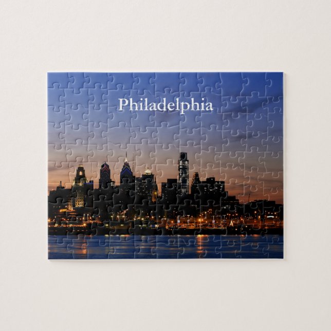 Philly Sonnenuntergang-Skyline-Puzzlespiel Puzzle (Horizontal)
