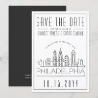 Philly Wedding | Stilisierte Skyline Save the Date
