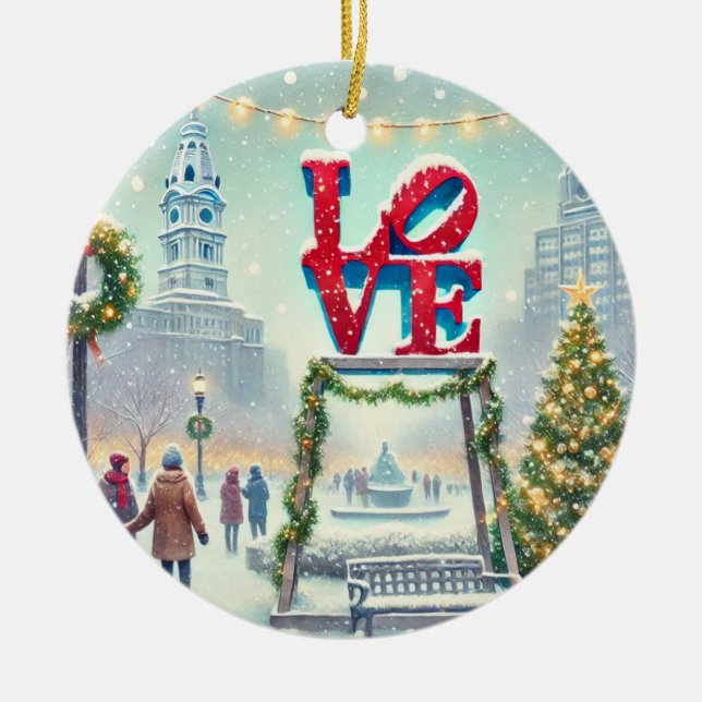 Philly's LIEBE Park am Weihnachtsfeiertag Keramik Ornament (Vorne)