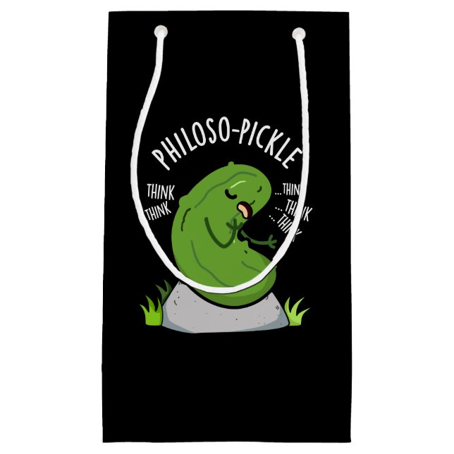 Philoso pickle Funny Pickle Pun Dark BG Kleine Geschenktüte (Vorderseite)
