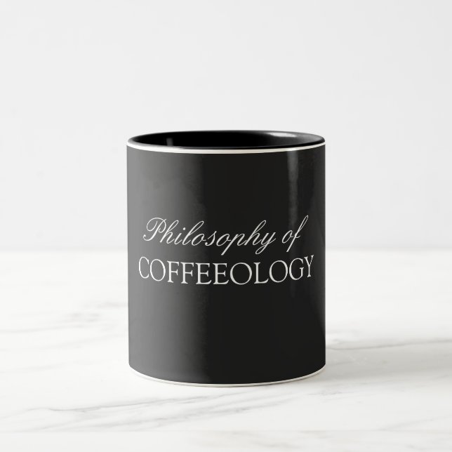Philosophie der Coffeology-Tasse Zweifarbige Tasse (Mittel)