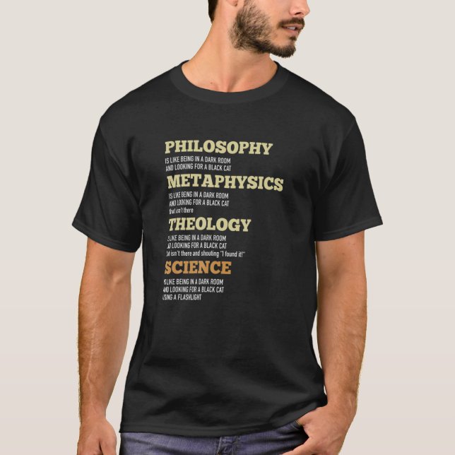 Philosophie Metaphysik Heology Science Black Cat H T-Shirt (Vorderseite)