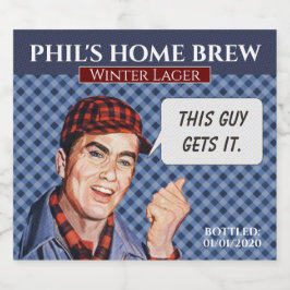 Phil's Zuhause Brew - blau kariert Bierflaschenetikett