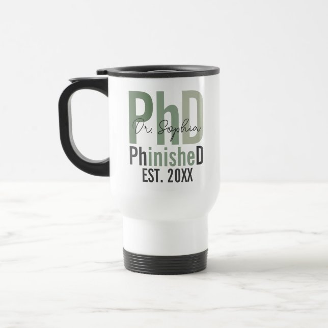 PhinisheD Custom PhD Abschluss Gift Reisebecher (Links)