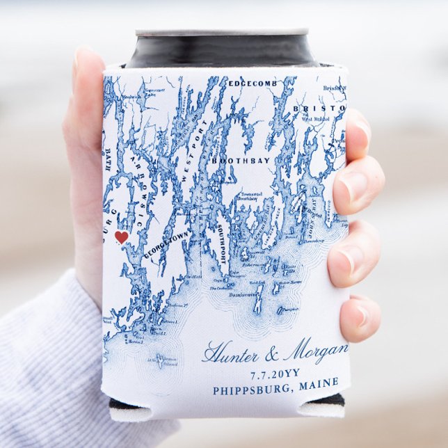 Phippsburg Maine Gastgeschenk Hochzeit Drink Holde Dosenkühler (This Phippsburg Maine can coozie is the perfect wedding favor gift for your 1774 Inn wedding)