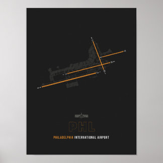 PHL - Philadelphia Airport Runway Diagramm Art Poster