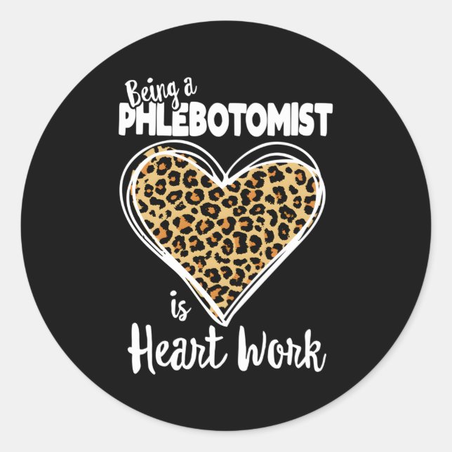 Phlebotomie Leopard Kariert für Phlebotomisten Runder Aufkleber (Vorderseite)