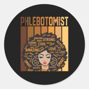 Phlebotomist Afro Afrikanisch Amerikanische Frauen Runder Aufkleber