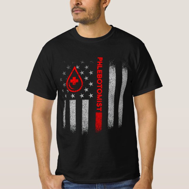 Phlebotomist American Flag Phlebotomy Technician B T-Shirt (Vorderseite)