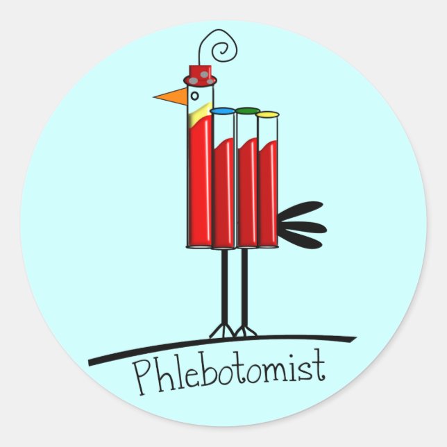 Phlebotomist "Blood Tube Bird" gibt Geschenke Runder Aufkleber (Vorderseite)