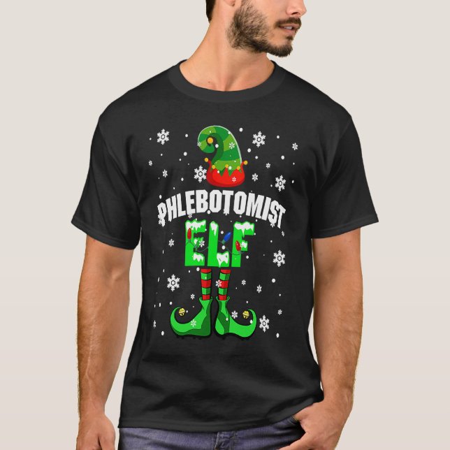 Phlebotomist Elf Christmas Elf Costume Matching Fa T-Shirt (Vorderseite)
