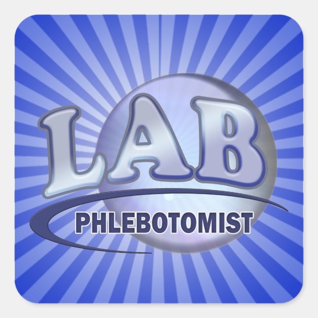 PHLEBOTOMIST Fun Blue LOGO Quadratischer Aufkleber (Vorderseite)