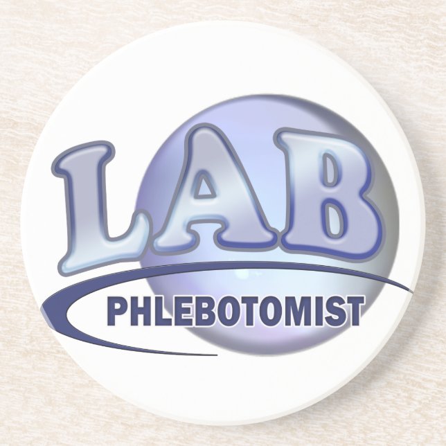 PHLEBOTOMIST Fun Blue LOGO Sandstein Untersetzer (Vorne)