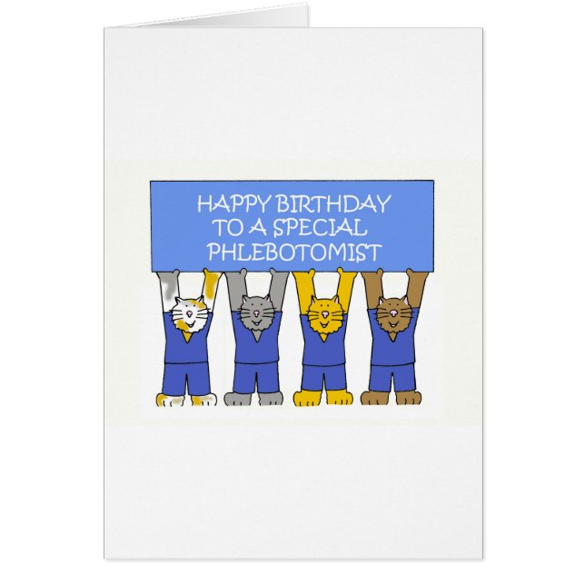 Phlebotomist Happy Birthday Cartoon Katzen (Vorne)
