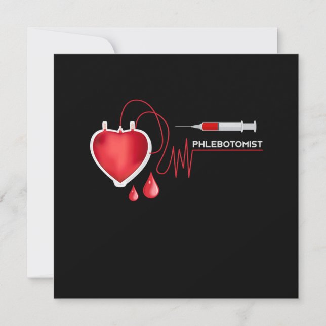 Phlebotomist Heartbeat Spritze Phlebotomie Gi Einladung (Vorderseite)