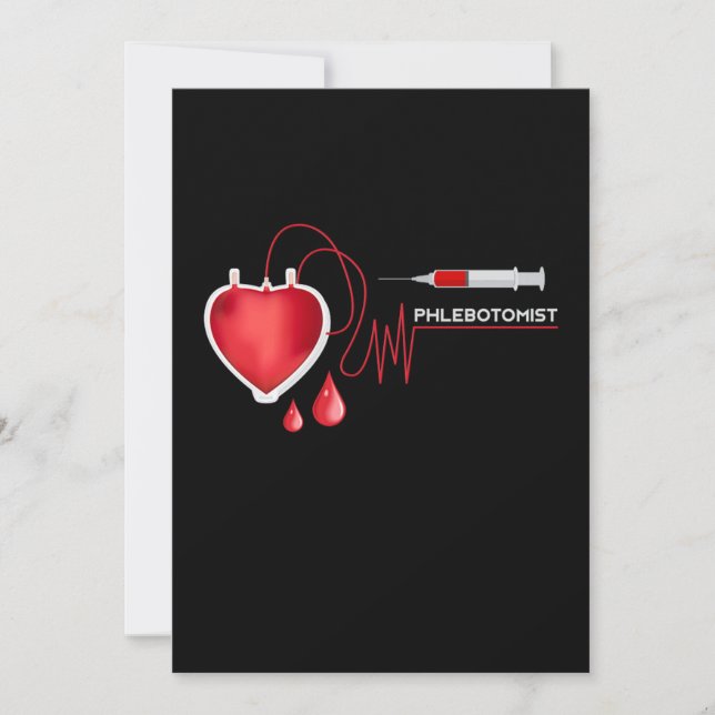 Phlebotomist Heartbeat Spritze Phlebotomie Gi Einladung (Vorderseite)