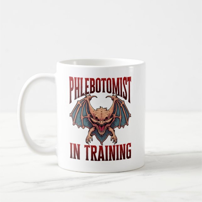 Phlebotomist in Ausbildung Lustiger Student Fleder Kaffeetasse (Links)