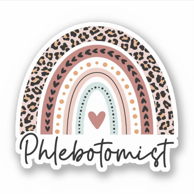 Phlebotomist Leopard Rainbow Phlebotomy Techniker Aufkleber (Vorderseite)