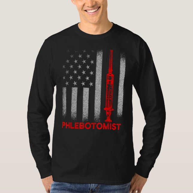 Phlebotomist Needle Flag Phlebotomie Techniker 1 T-Shirt (Vorderseite)