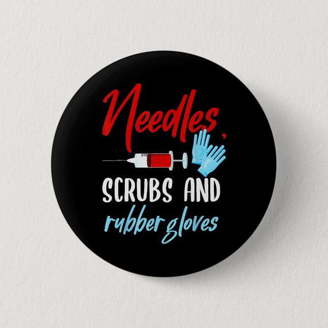 Phlebotomist Needles Scrubs Gloves Phlebotomie Tec Button (Vorderseite)