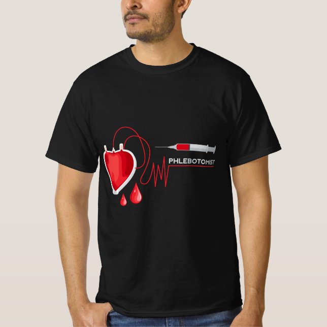 Phlebotomist Phlebotomy Syringe Veins Heart Pulse  T-Shirt (Vorderseite)