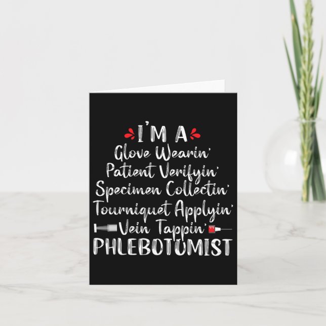 Phlebotomist Phlebotomy Techniker Funny Nurse Cli Karte (Vorderseite)