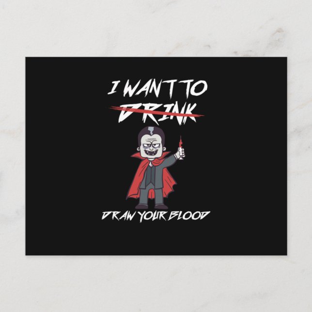 Phlebotomist Phlebotomy Vampire Blutspritze Gesche Postkarte (Vorderseite)