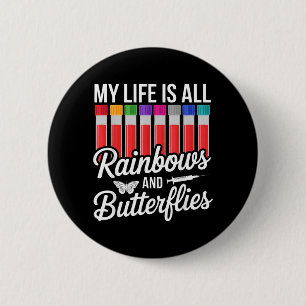 Phlebotomist Regenbogen Schmetterlinge Blutabnahme Button