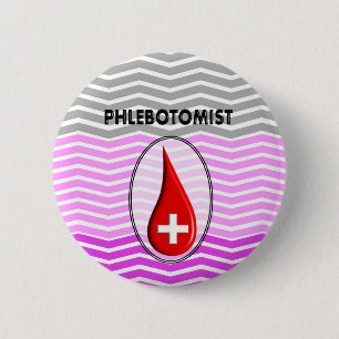 Phlebotomist rosa Zickzack Blut-Tropfen Button